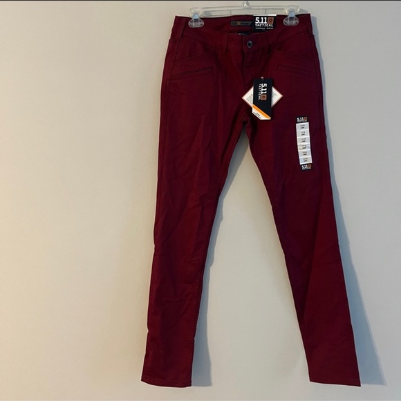 5.11 Tactical Women’s Stretch Skinny Defender Flex- Code Red Size 6 long NWT - Picture 3 of 8